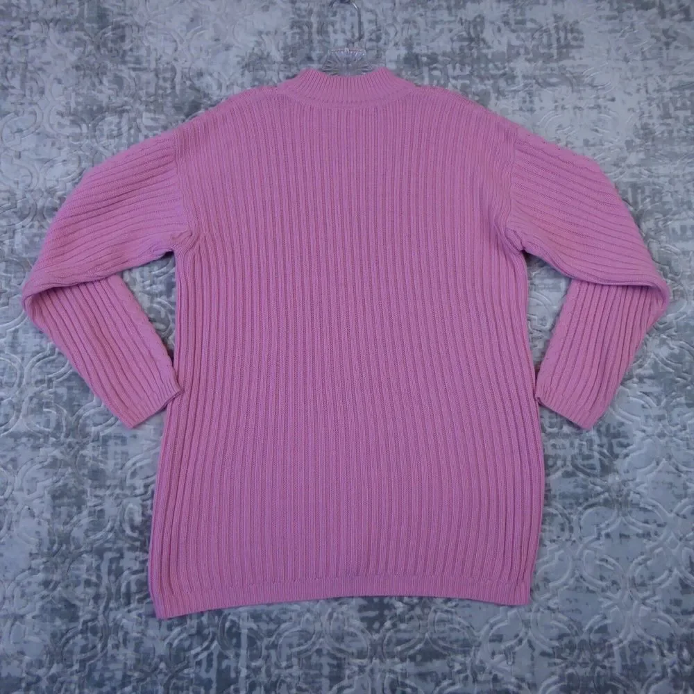 Vintage Partners by Mervyn's Sweater  Women's Large Pink Cable Knit Pullover